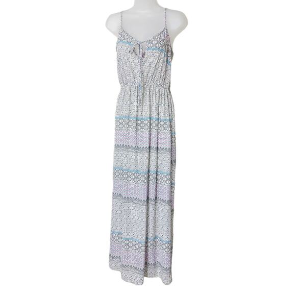 RUNWAY STORY Women's S Geometric Boho Sun Beachwear Maxi Dress, Spaghetti Straps - Picture 1 of 6